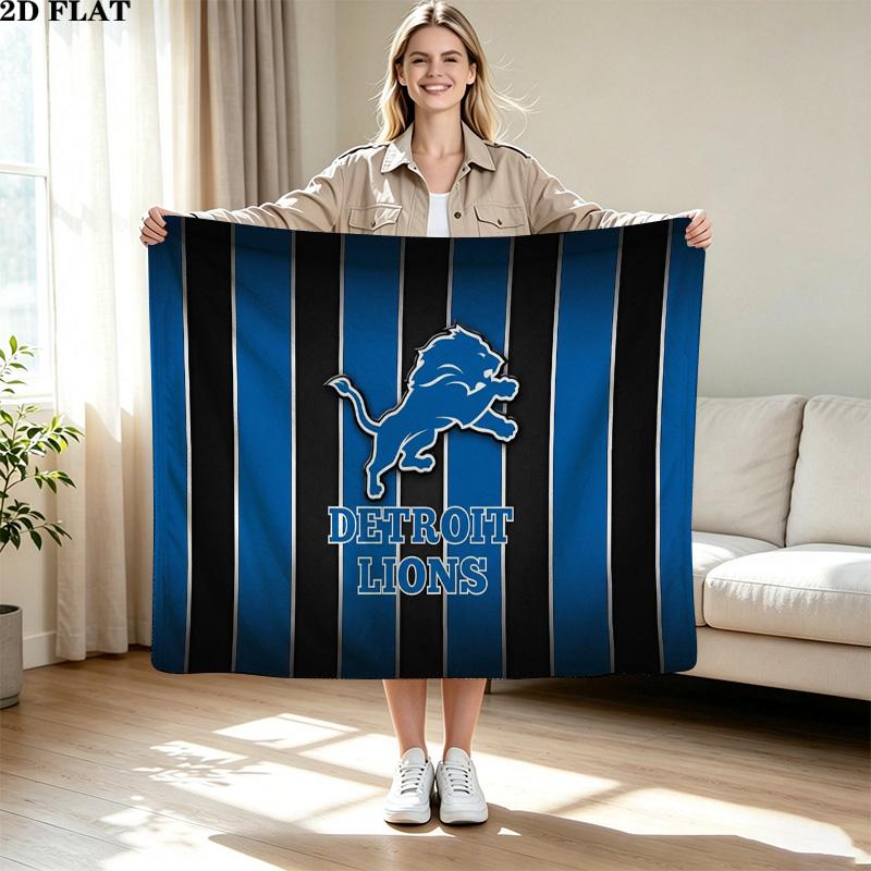 Detroit Lions Logo Print Flannel Blanket High Quality Warm Comfortable Cover for All Seasons Perfect for Gifts Home Decor