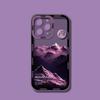 INS Purple Blue Sunset Snow Mountain Phone Case For iPhone 14 15 13 12 11Pro Max XR X XS Natural Scenery Shockproof Bumper Cover