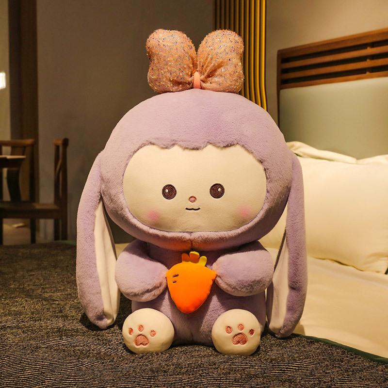 

Новая плюшевая игрушка кролик с длинными ушами 25-50 см, мягкая игрушка для сна, мягкие игрушки для животных, морковный кролик для детей и девочек 25cm фиолетовый