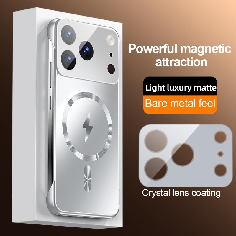 Custodia Magnetica Senza Bordi Ultra Sottile Per iPhone 17 Pro Max 16 15 14 13 Pro Max 12 11 Lusso Protezione Lente Placcatura Cover Rigida in PC per Telefono