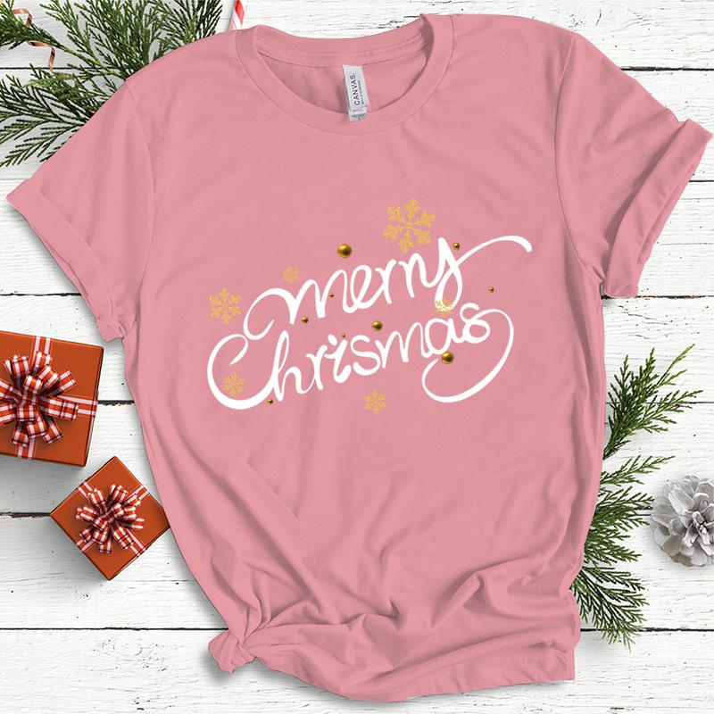 Baumwolle Damen Oberteil Weihnachten Kokette Schleife Bedruckt High Street Trendy Mode Pullover T-Shirts Damen