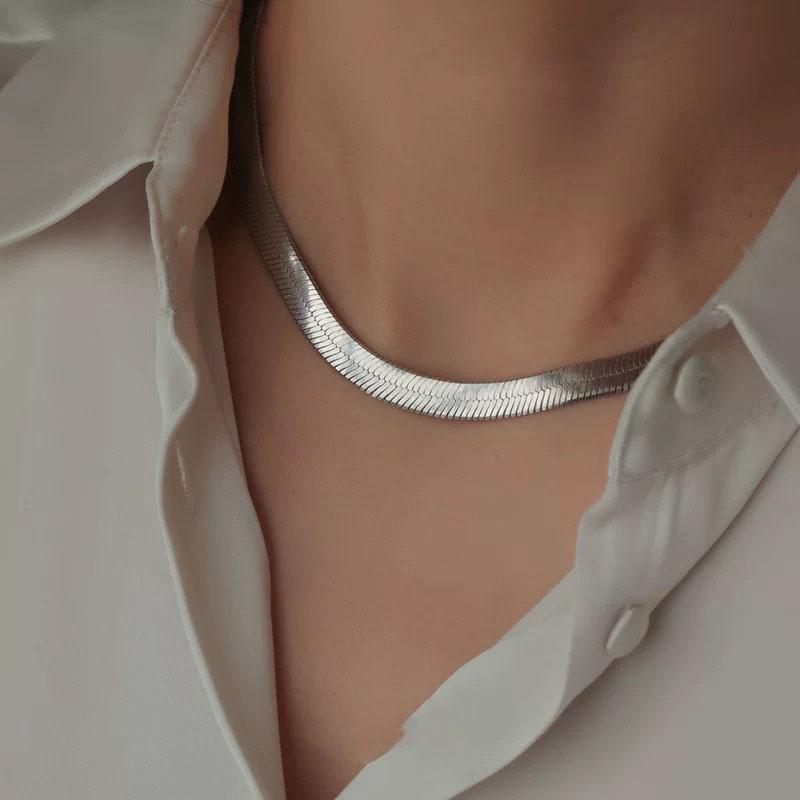S925 Sterling Silver Necklaces For Women Snake Chain Fashion Minimalist Pendant Necklace Cute Charm Necklace Birthday Gift
