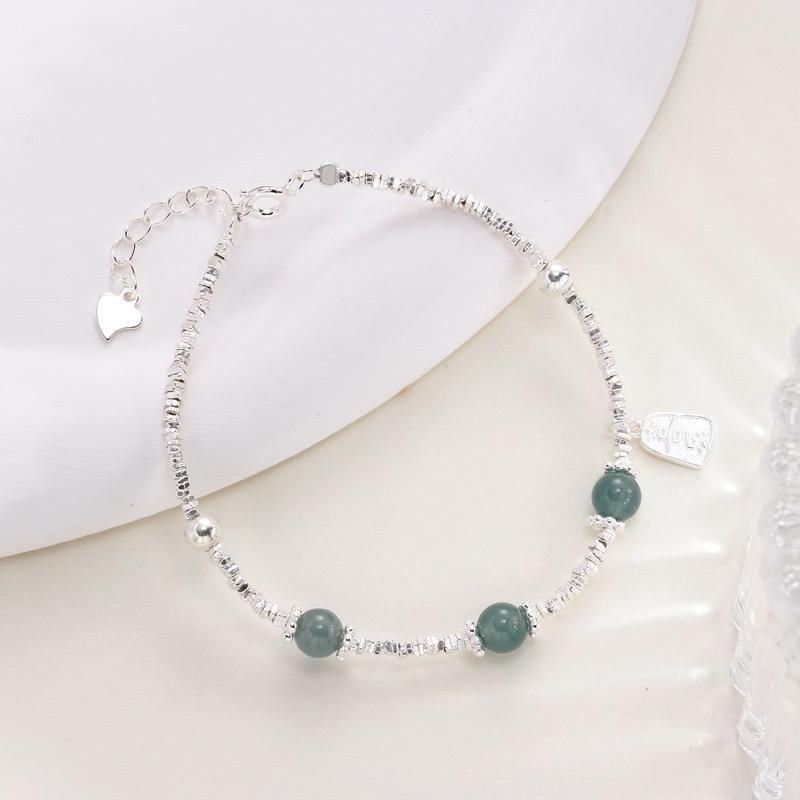 Sterling Silver Jade Bead Bracelet: S925 Ladies Exquisite Chinese Style 925 Silver серебряный