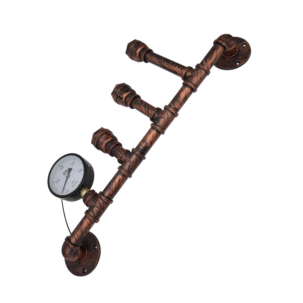 Iron Wall Lamp 3 Head Water Pipe Light Steampunk Retro Wall Lamp with E27 Socket for Restaurant