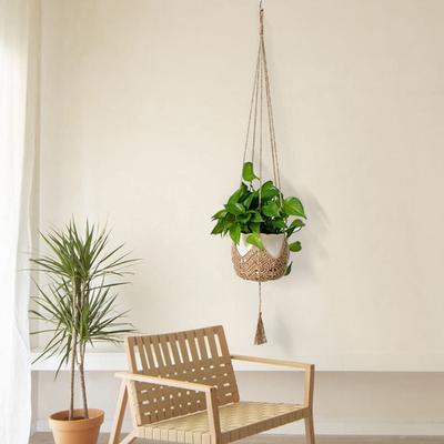 Nordic Hat Shaped Macrame Flower Pot Hanging Basket Hand Woven Sturdy Hanging Planter Hemp Rope Plant Hanger Plant