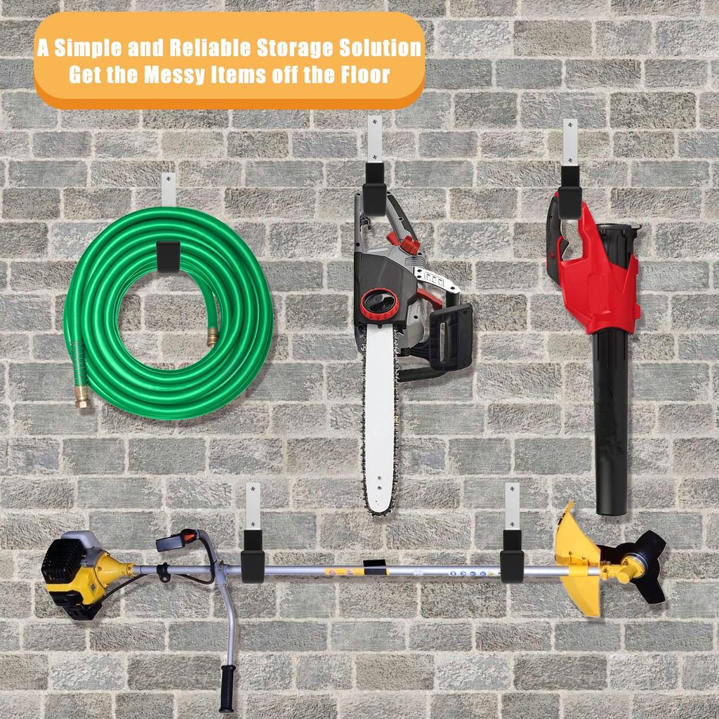 Heavy Duty Wall Mount Garage Storage Hooks: 4 Pieces Steel Utility Hanger Set 2 Small 2 Medium - Holds Ladders Hoses Bikes for Garage Organization