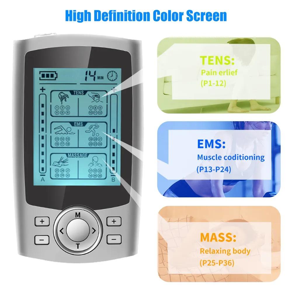 36 Modes Modes Muscle Massager Adjustable Mode TENS EMS Body Physiotherapy Therapy Massager  Slimming Machine Muscle Stimulator