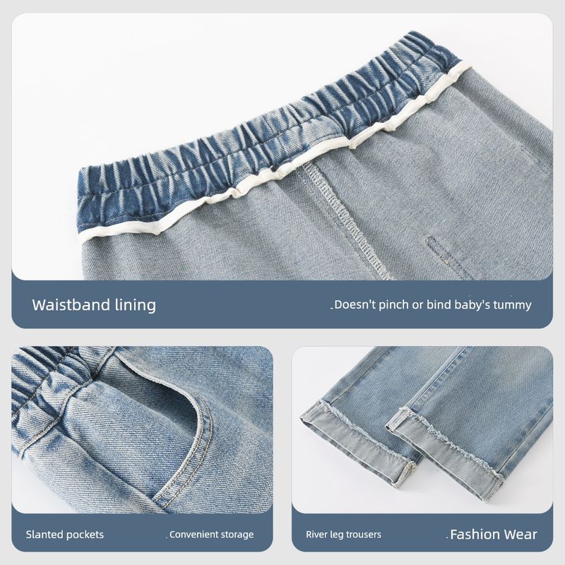 Hello Kitty Girls' Jeans Spring and Autumn 2026 New Children's Thin Pants Girls' Spring Long Pants