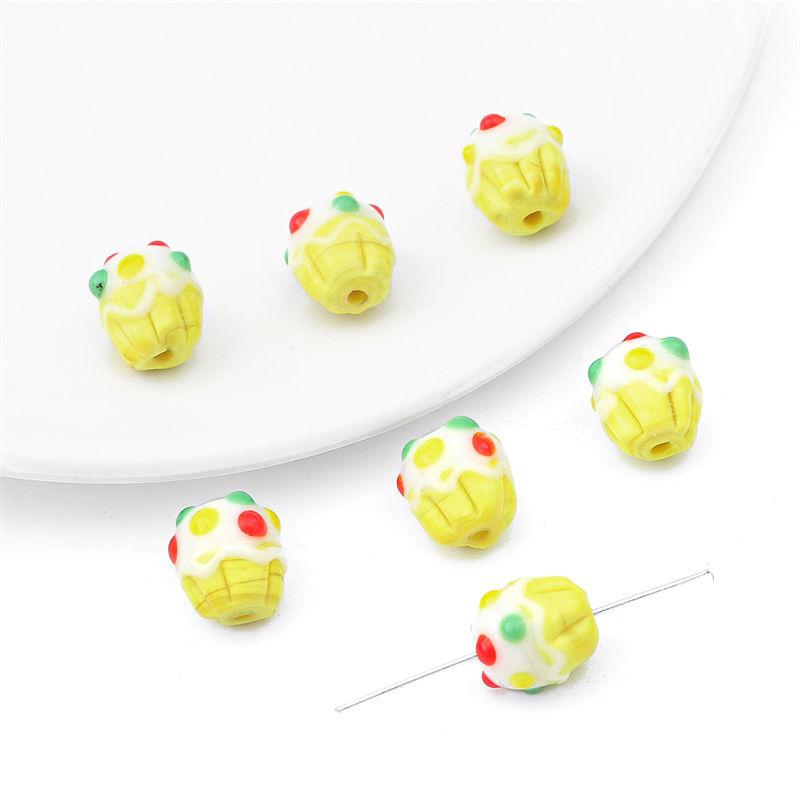 2pcs/Bag Cute Lampwork Glass Cake Beads Charm Loose Beads For Necklace Bracelet Earring DIY Jewelry Craft Making Supply