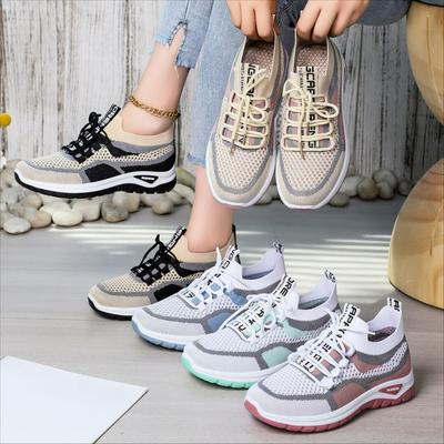 Shoes Women's Large Size Sports Shoes Flying Woven Mesh Shoes Shallow Mouth Lightweight Casual Shoes Comfortable Women's Shoes All-match Single Shoes