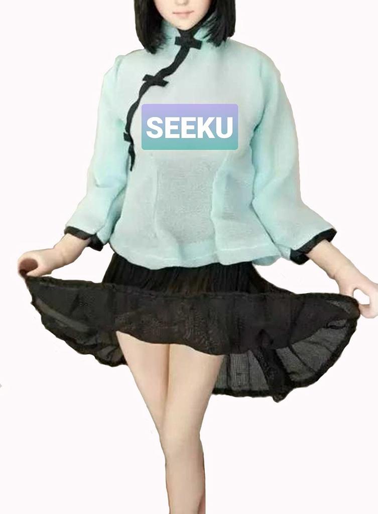 SEEKU Scale Action Figure Female Ethnic School Uniform Office Lady Costume for Dolls and Bottom 1/6 12-inch (Top Set)