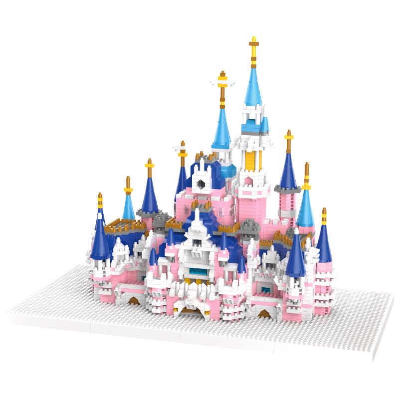 Microgranular Building Block Large Pink Fantasy Castle Princess, Castle Assembly Educational Toy Compatible With Lego