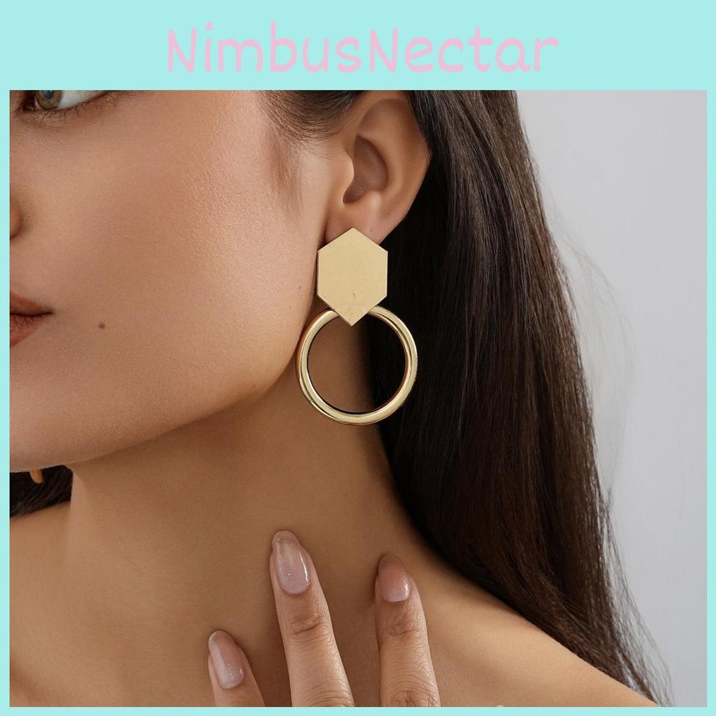 Stylish Minimalist Versatile Geometric Drop Earrings Modern Gold Plated Design