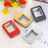 Multicolor Tin Box with Clear Window Lid Rectangular Tinplate Storage Box  Refillable Box
