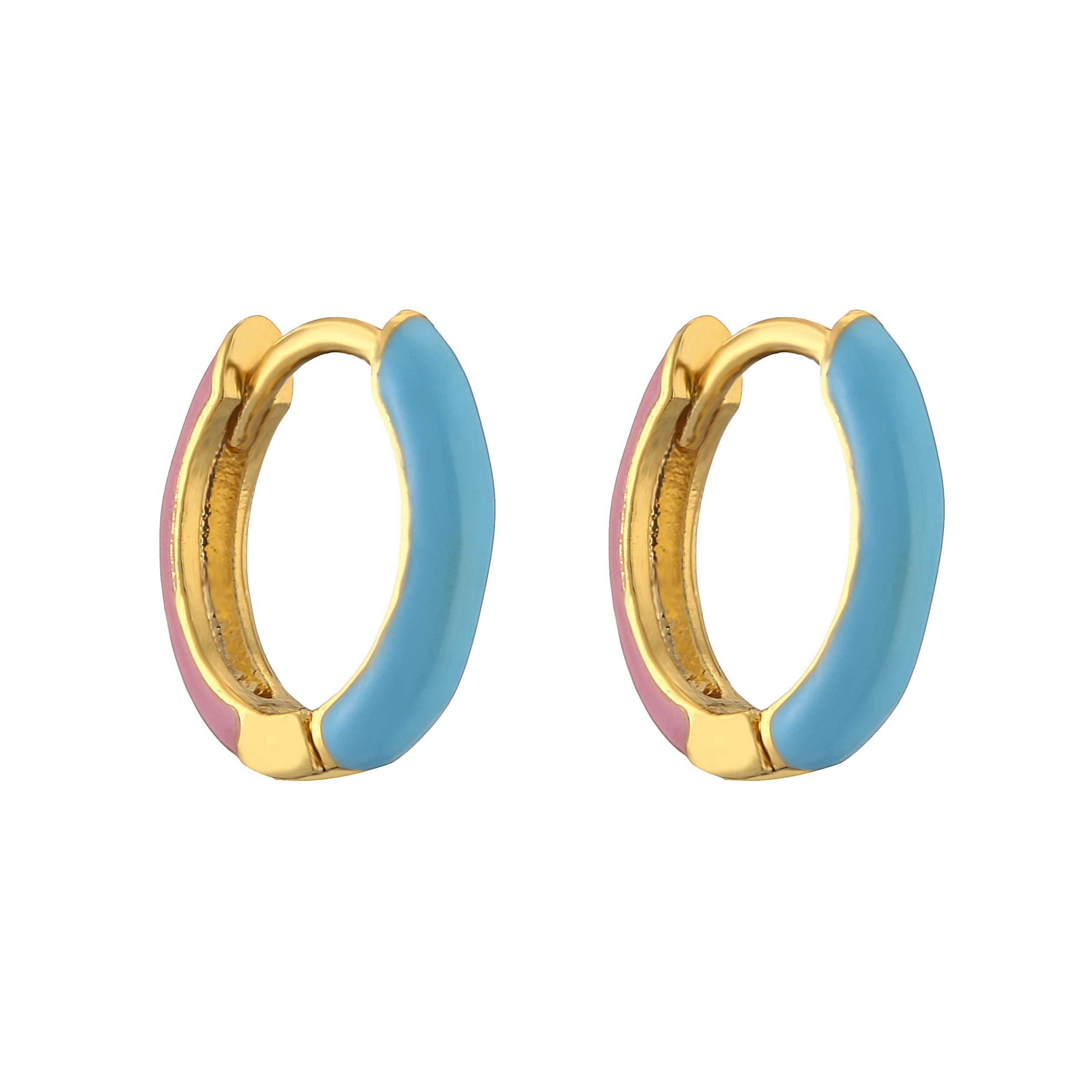 

18K Gold Plated Brass Two-tone enamel earrings,Enamel Earring for Women Small Hoop Earrings Charms Zircon Gift diy Acceaaories Other