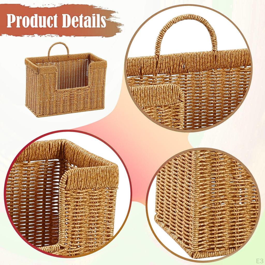 Spice Rack, Decorative Organizer Basket, Imitation Rattan, Multipurpose PE Container, Easy