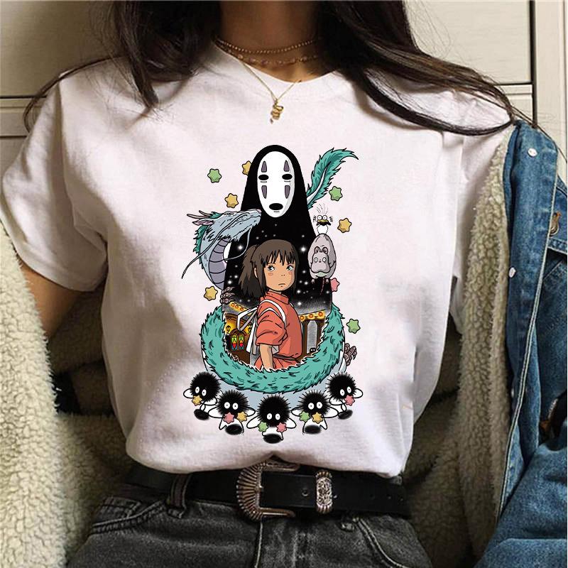Cartoon Totoro Anime Series Printing, Summer Campus Large Size Men's and Women's Short Sleeve Anime T-shirt