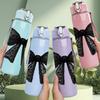 1PC Simple Large Black Coquette Bow 750ml Color Plastic Sports Water Bottle Leakproof Flip Straw Lid Suitable for Sports Office Home Use