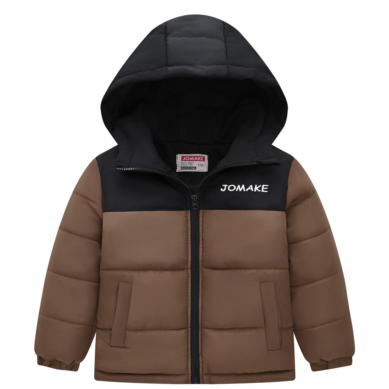 

Осень и зима Мальчики и Девочки в красочной повседневной вышивке хлопковая куртка мода толстый капюшон ветрозащитный карманы хлопковая куртка 130cm