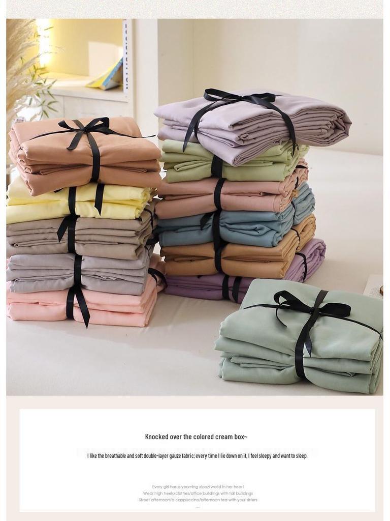 Princess Style 100% Cotton Double-Layer Gauze 4-Piece Bedding Set - Skin-Friendly and Baby-Safe