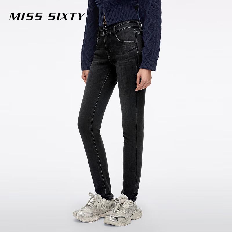 MISS SIXTY Women's Double-Button Composite Fleece Skinny Jeans
