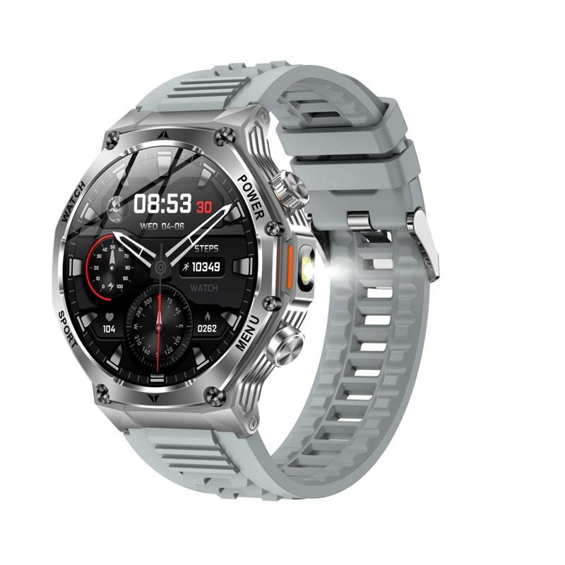 

Умные часы AK82 1,8 Фонарик На открытом воздухе Мультиспорт Фитнес-трекер Мужские BT Беспроводные звонки 800 мАч Большая батарея Смарт-часы серебряный