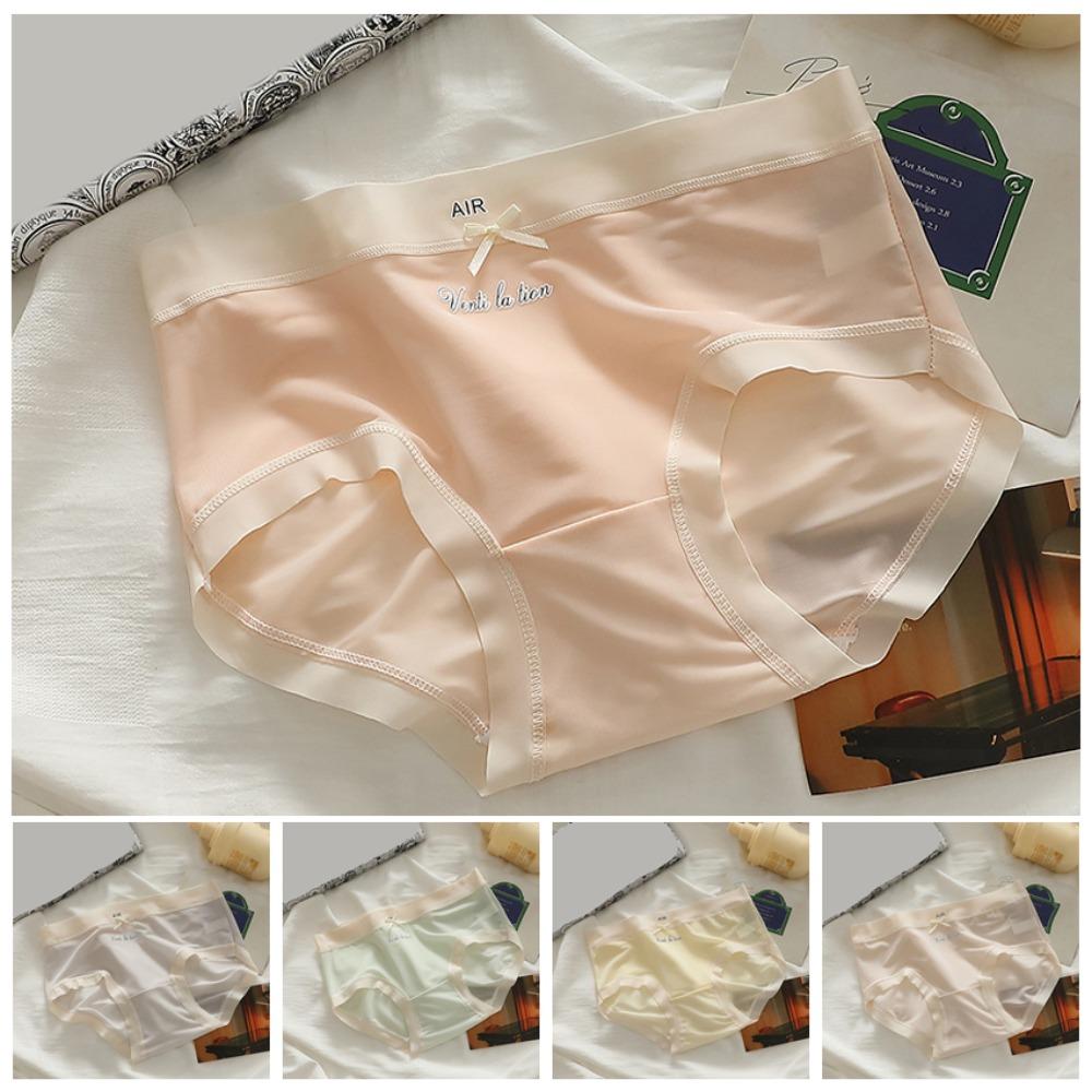 

5PCS Mid Waist Seamless Briefs Cotton Crotch Women s Thin Underpants Birthday Gifts M-5PCS