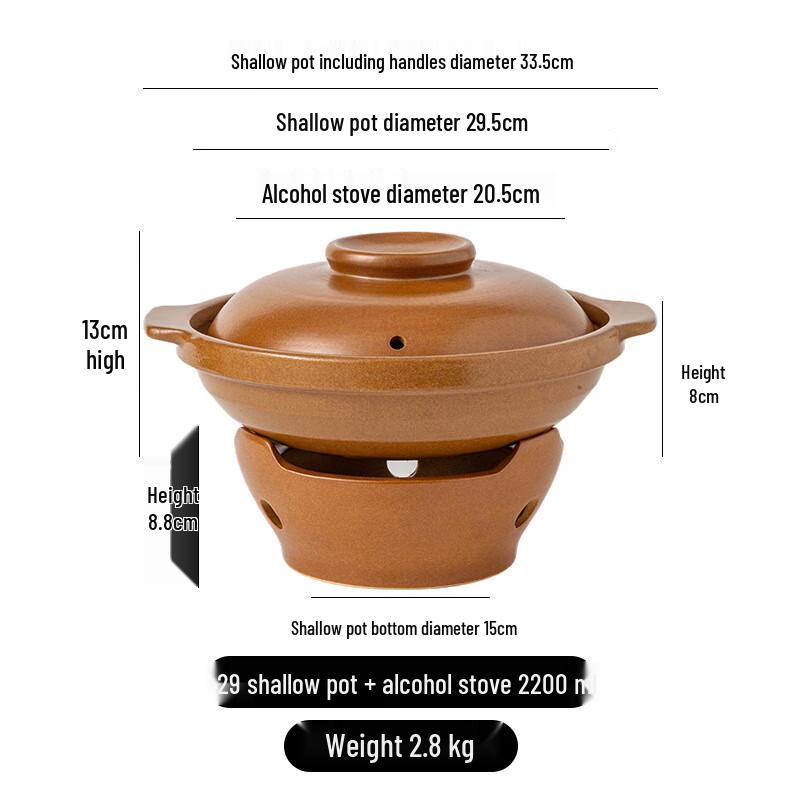 ZISIZ Ceramic Clay Pot with Alcohol Stove