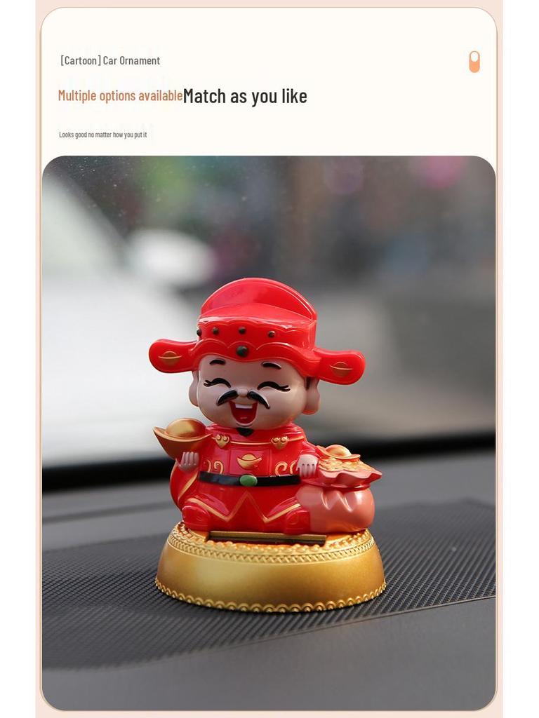 Solar-Powered Cute Cartoon KT Cat Car Ornament with Nodding Head