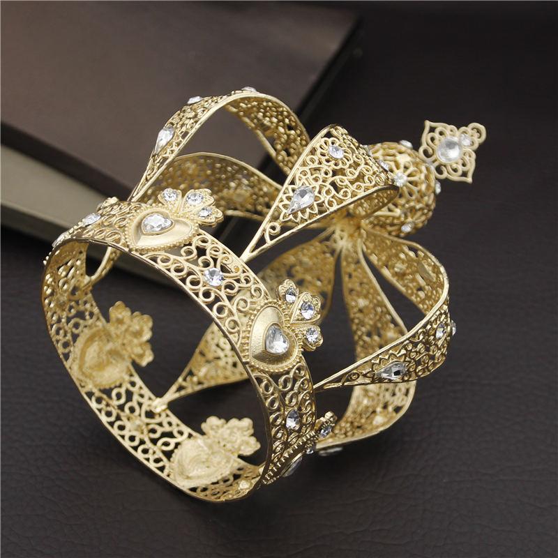 Popular Baroque Vintage Royal King Diadem Prom Party Male Cake Party Prom Wedding Hair Jewelry Man Crown Round