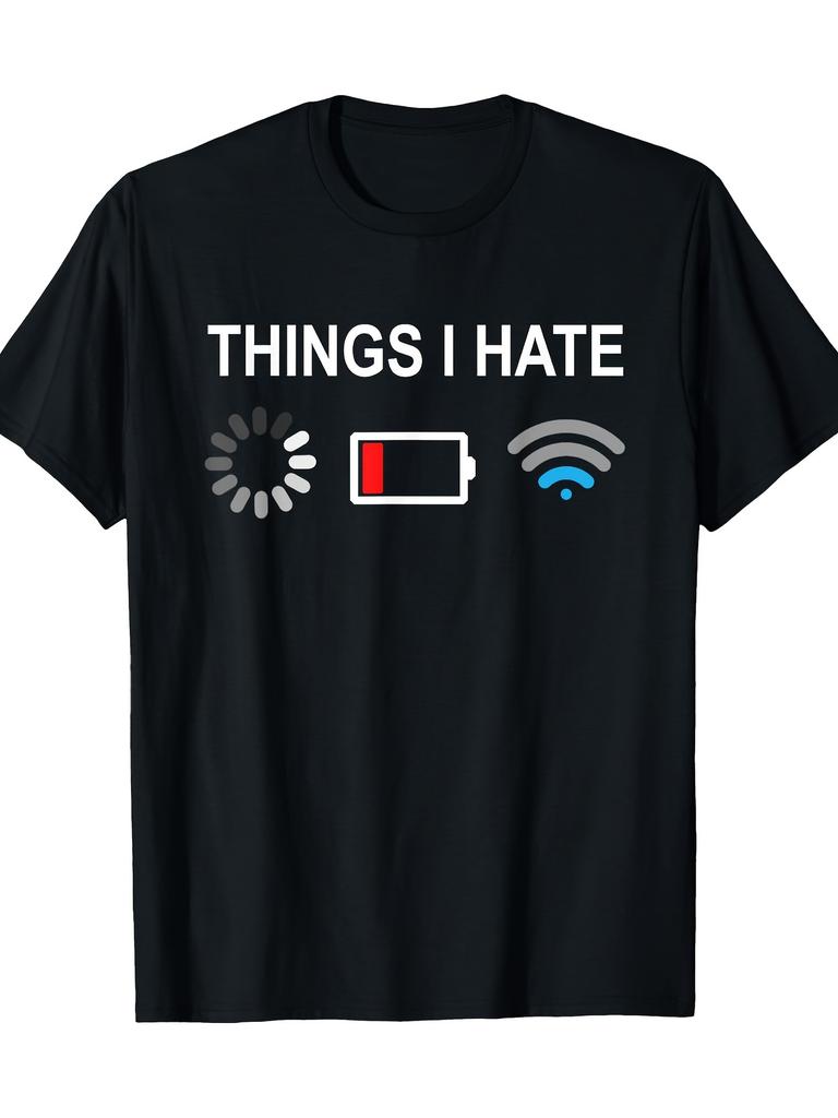 Ladezustand Niedriger Akku Wifi Frustration Grafik T-Shirt Kurzarm Lässig Baumwolle T-Shirt für Programmierer