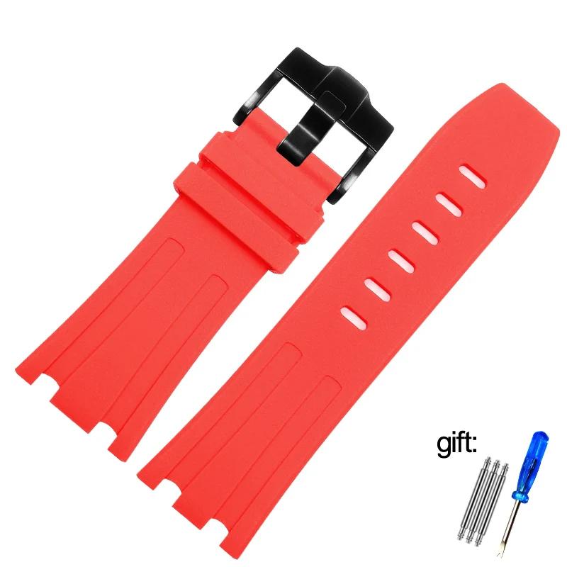 Für AP 15703 Armband Gummi-Uhrenarmband 28mm Schwarz Wasserdicht, Schweißbeständig und Verschleißfest Armband Herren