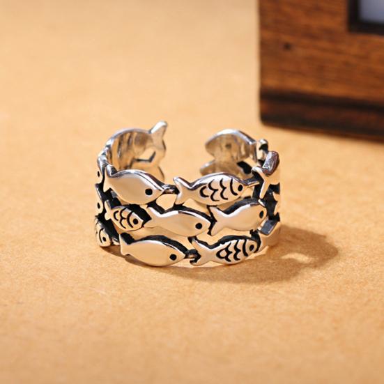 Creative Lovely Fish Silver Plated Opening Finger Ring Women's Jewelry Gift