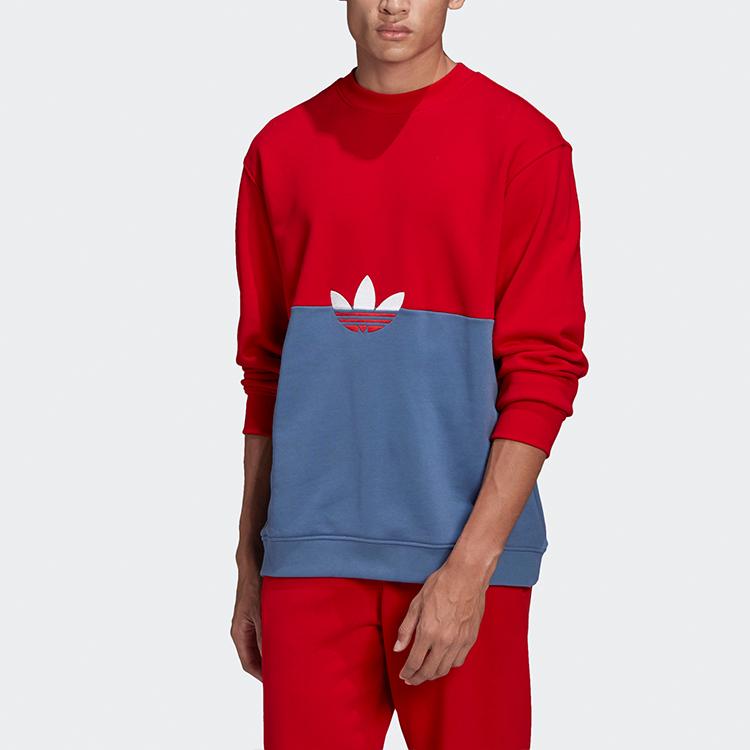 Adidas Originals Trefoil Slice Trf Crew Sweatshirt with Logo Print & Colorblock Design Men Sweatshirt Blue Red GN3448