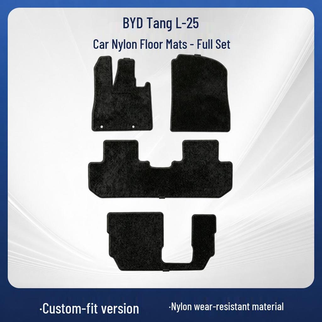 Black Nylon Velour Floor Mats for BYD Tang L-25 Model