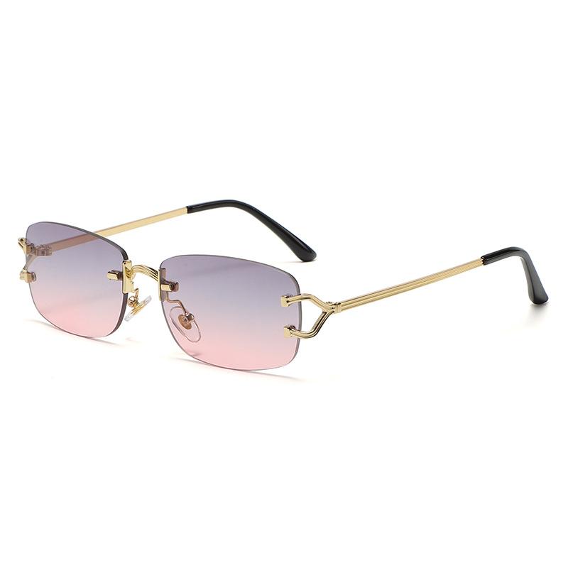 Luxury Rimless Sunglasses Small Square Metal Frame Sun Glasses for Women Men Unisex Fashion Trendy Frameless Eyewear