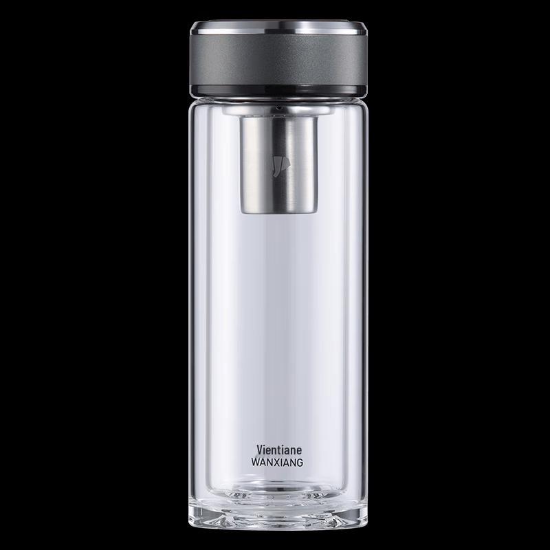 WANXIANG Double-Layer Glass Portable Water Bottle