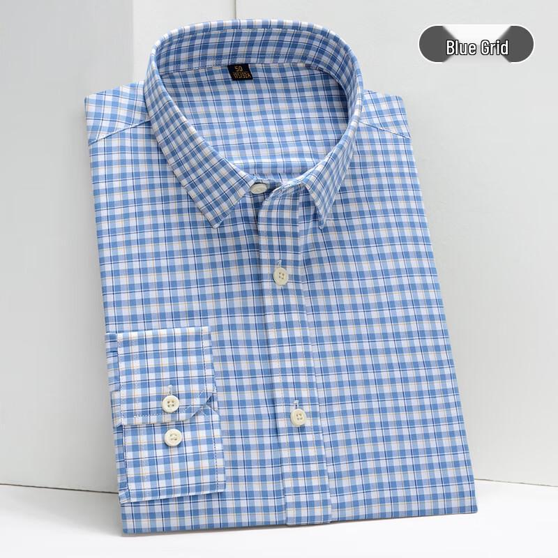 YTMPSPC2305 Men s Cotton Blend Plaid Long-Sleeve Shirt 54