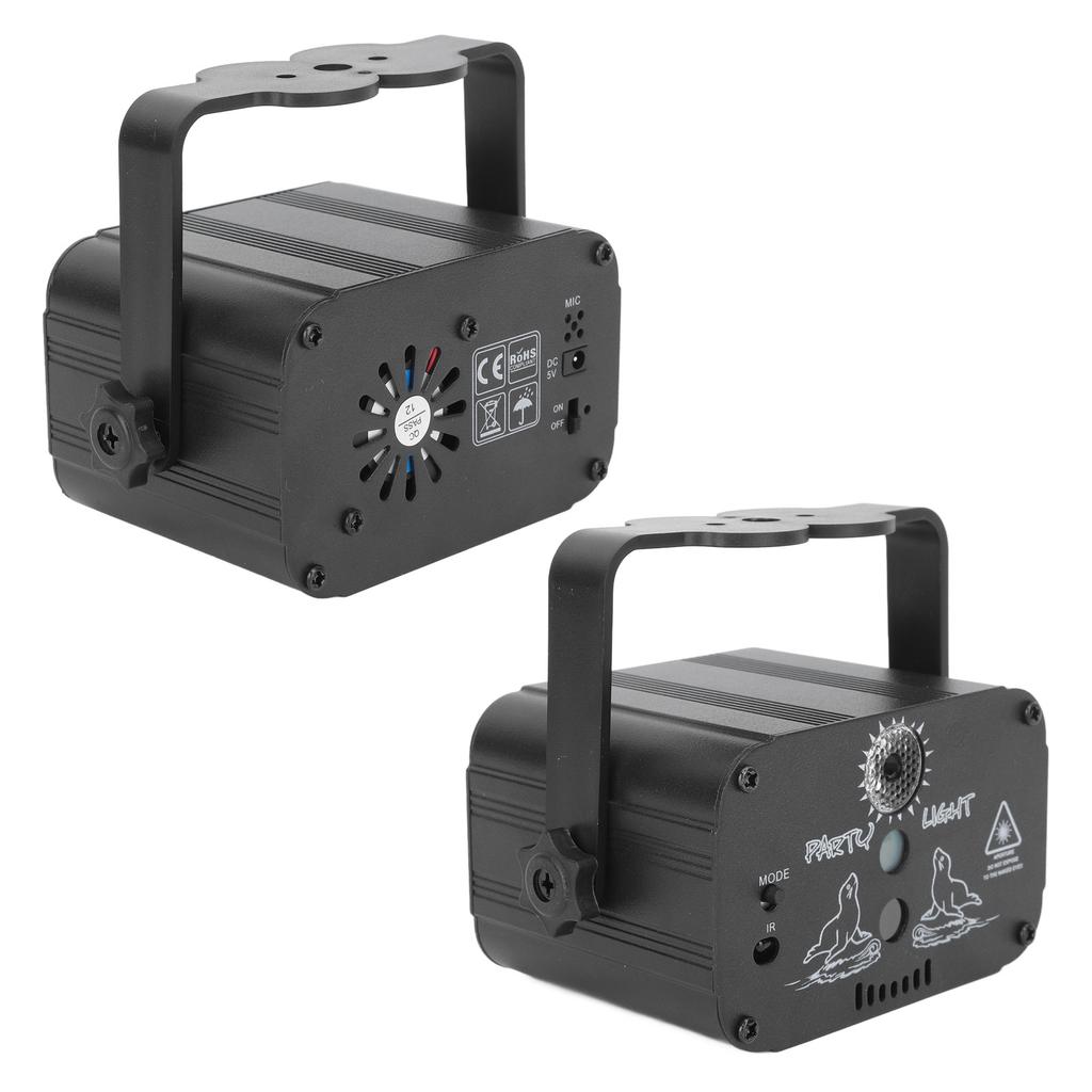 RGB Soundaktiviertes Partylicht mit Fernbedienung Wiederaufladbares LED-Blitz-Projektorlicht für