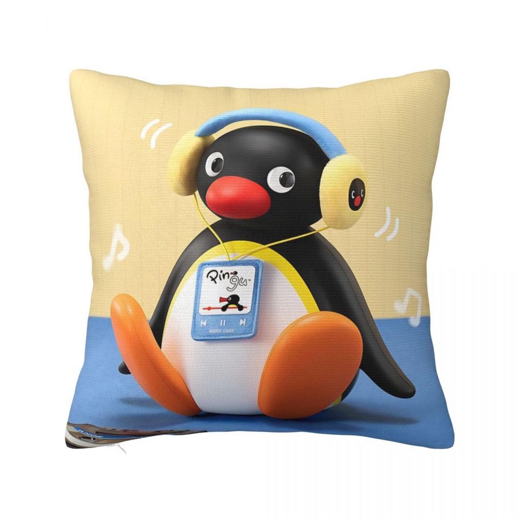 Noot Pingu Square Pillow Covers Polyester Home Penguin Cartoon Cushion Cover Cool Decorative Pillow Cover 45*45