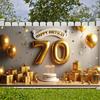 Golden Birthday Display Golden Theme Senior Party Backdrop Birthday Party Background Metallic Balloons 70th Anniversary Banner