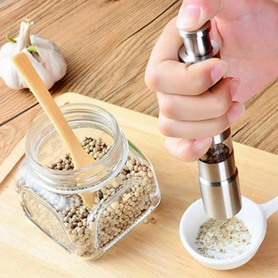 Steel Manual Spices Grinder with Ergonomic Thumb Button Compacts Press Peppermill For Home Cooking Kitchen Gadgets
