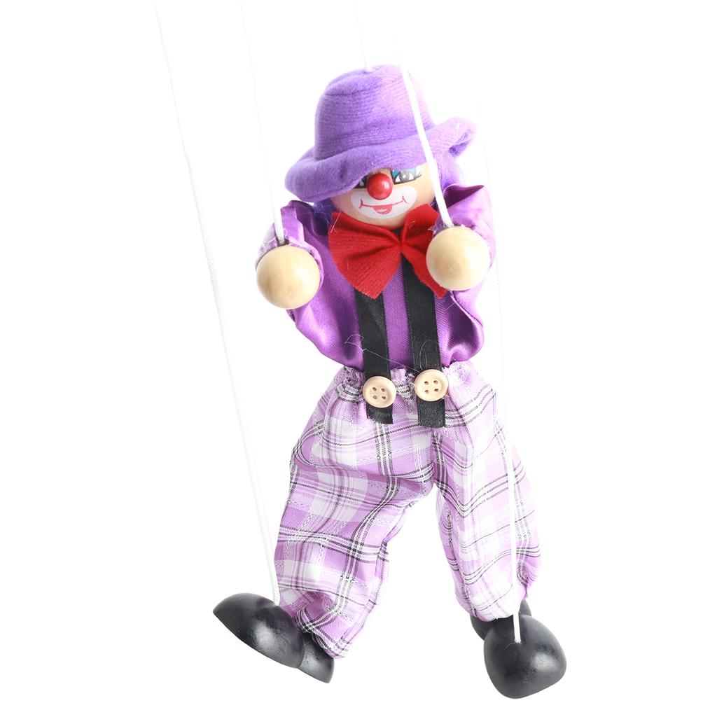Lustige Bunte Ziehtheaterpuppe Vintage Clown Holzmarionette Handwerksspielzeug Gelenkbewegung