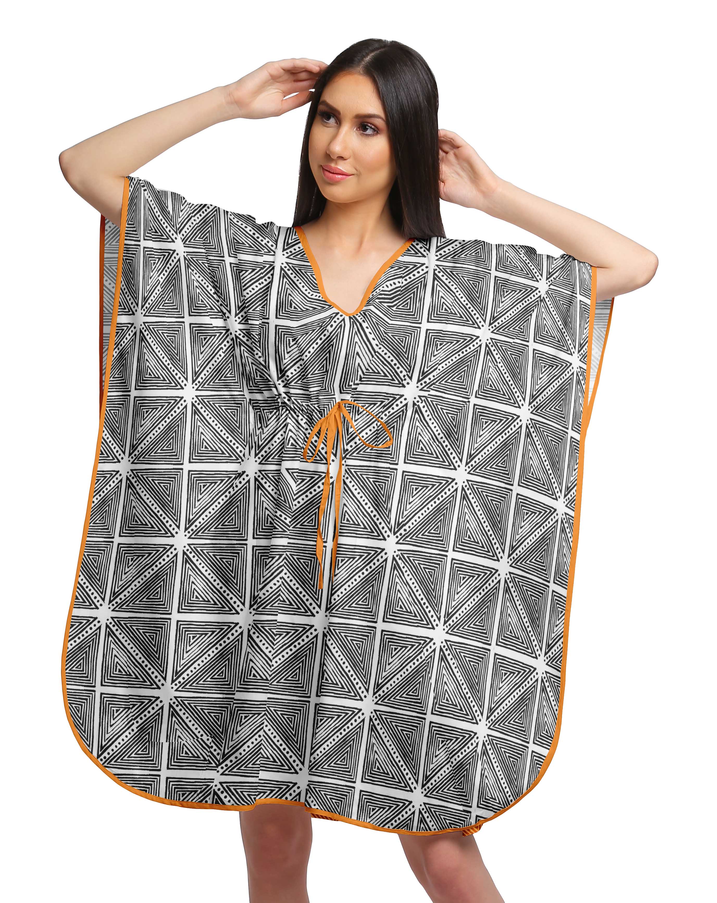 

Moomaya Beach Kaftan Dresses For Women Printed Bikini Cover Up Caftan Plus XS-M чорний