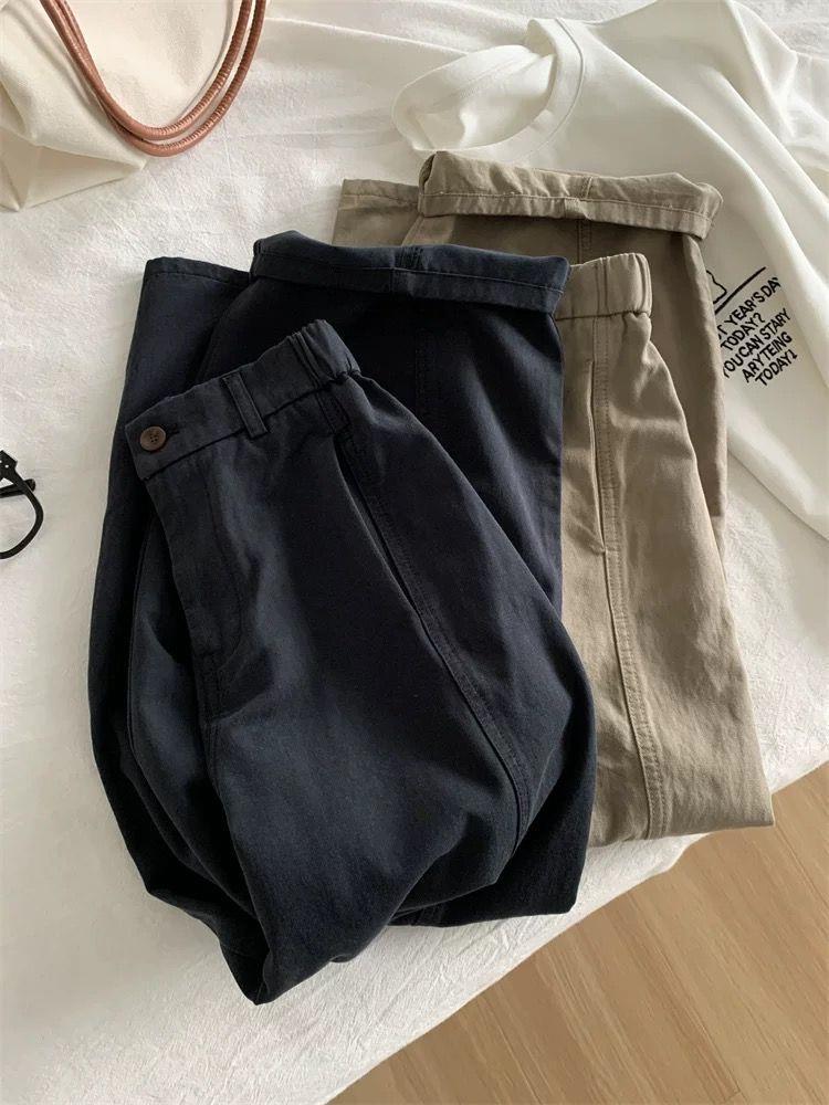 2025 Spring Retro Patchwork Women's Slimming Wide-Leg Workwear Pants