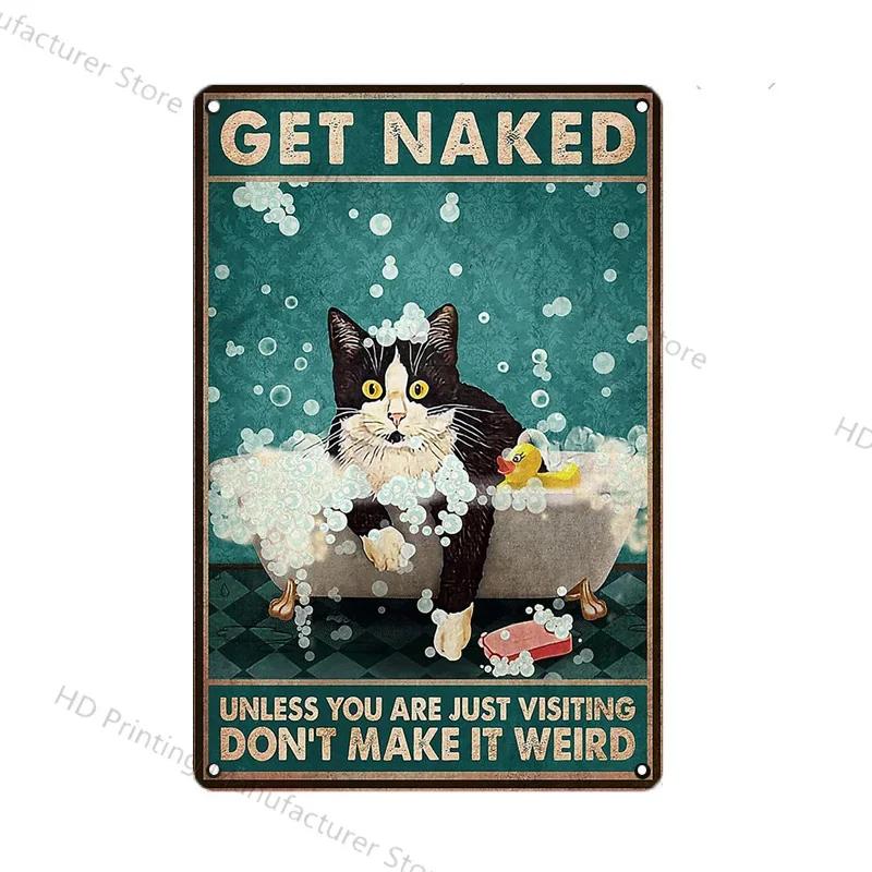 Cute Cat Wall Poster Pet Decor For Kitchen Vintage Tin Sign Metal Plates Home Decoration Modern Bar Accessory Restaurant Garden