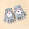 Winter Cute Girls Christmas Gloves Kids Warm Cartoon Gloves Students Fingerless Writing Gloves with Flip Cover 7-13Y