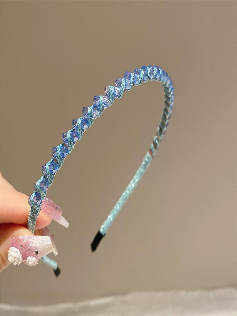 Korean Crystal Bezel Headwear Women Headband Girls Vintage Hair Bands Wide Hairband Hoop for Wedding Party Hair Accessories