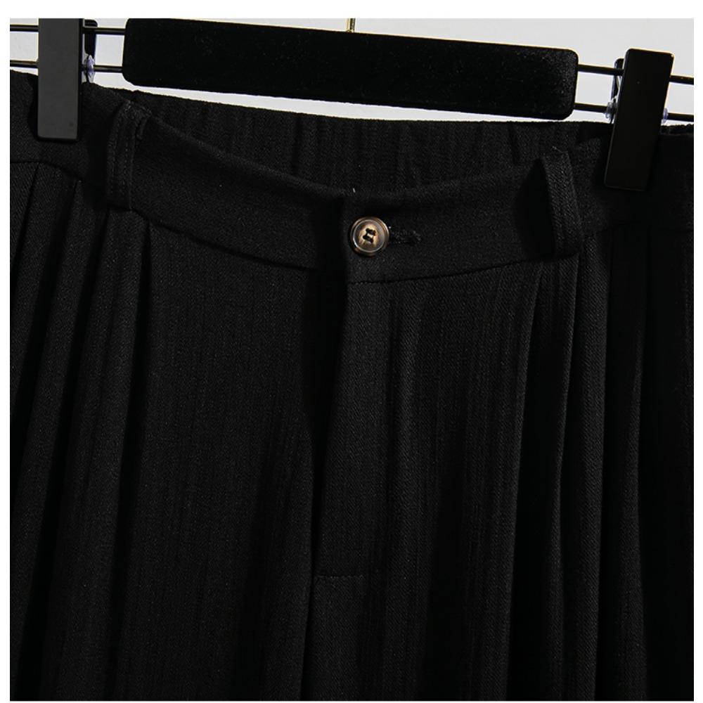 DIMANAF 2025 Sommer Übergröße Hosen Hohe Taille Neue Damenbekleidung Mode Locker Plissiert Vintage Hosen