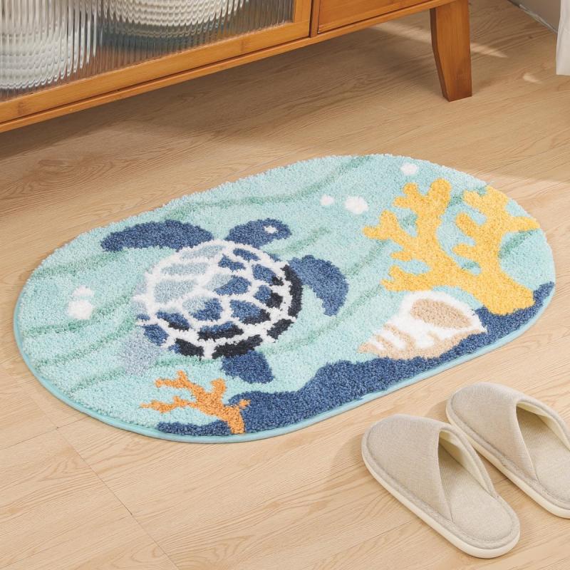 Oceaanstijl Imitatie Kasjmier Vloerkleed Zacht Antislip Waterabsorberend Vloermat voor Badkamer Slaapkamer Kinderkamer Woondecoratie 60x90cm 24x36inch